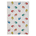 ulster weavers grey tea towel with multicolour shrimp pattern repeated throughout