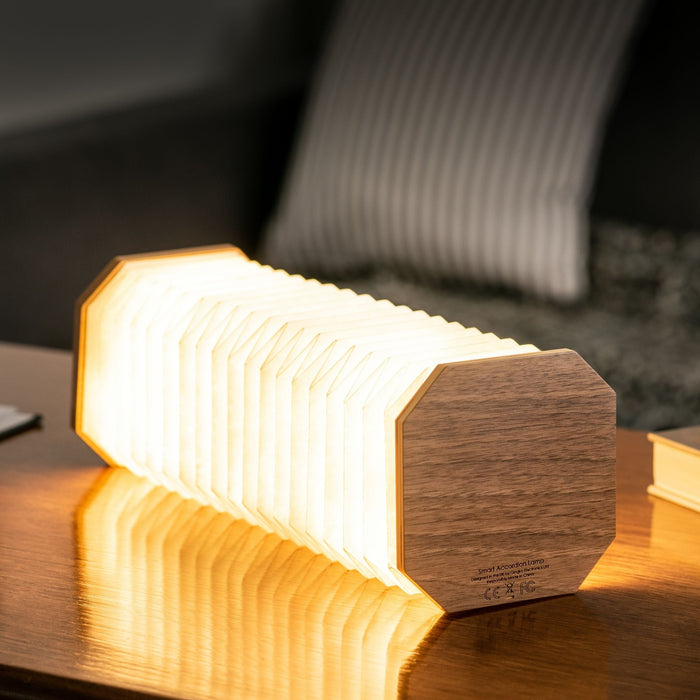  illuminated walnut Gingko smart accordion lamp