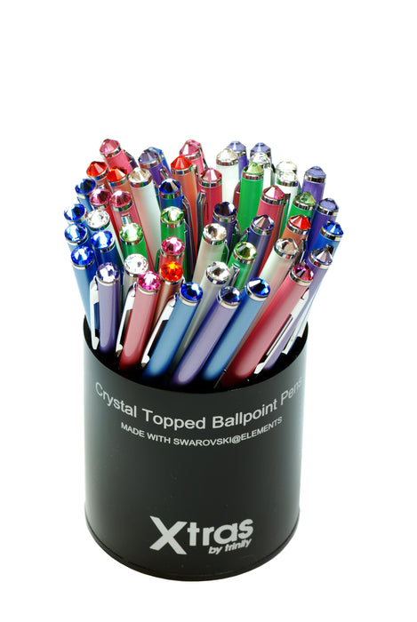 Coloured Ballpoint Pens With Birth Stone & Crystal Toppers