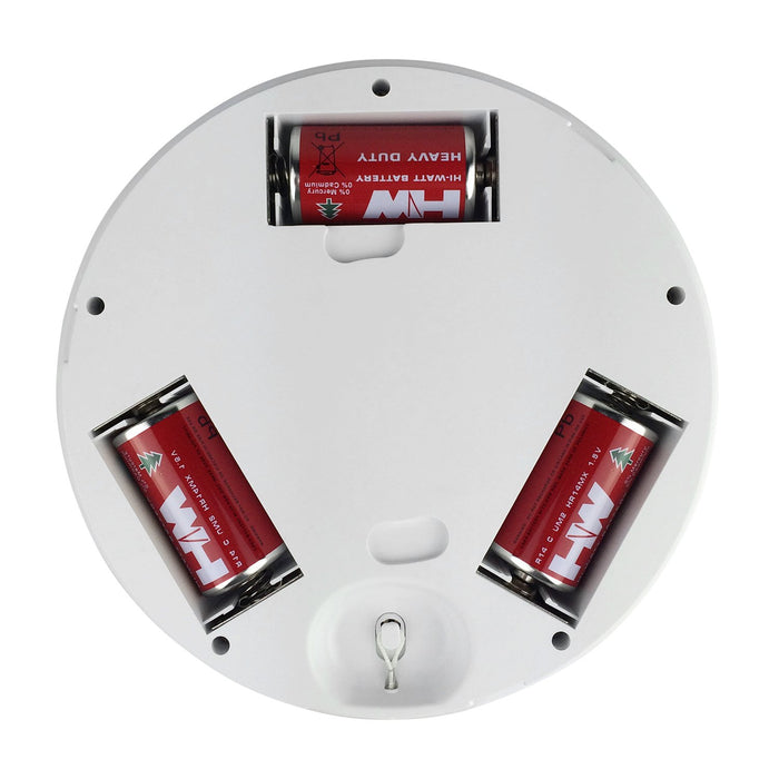 Omni Large Tap Light showing exposed battery compartment with batteries inside