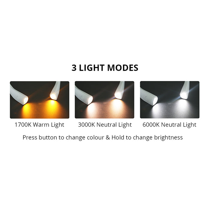 An image showing the 3 Light Modes available 