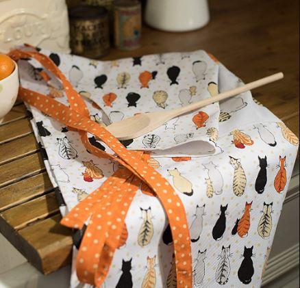 Ulster Weavers Cats Apron On Kitchen Counter Side With Wooden Spoon