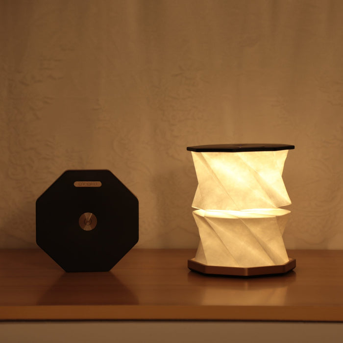 Gingko Natural Wood Twist Hexagon LED Desk Lamp