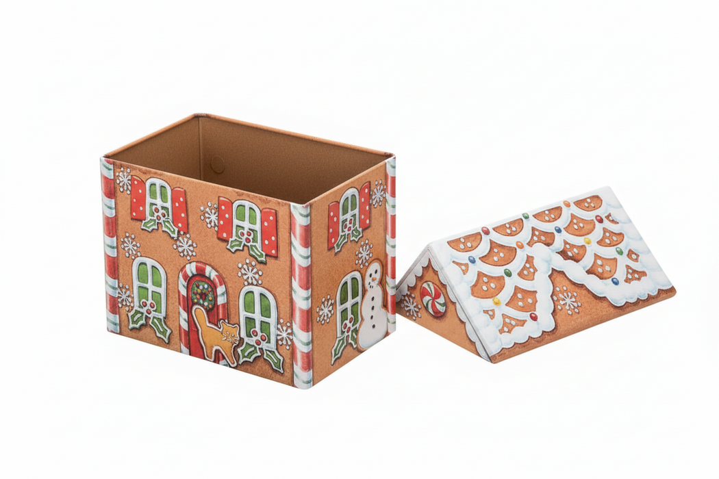 Gingerbread House Shaped Storage Tin