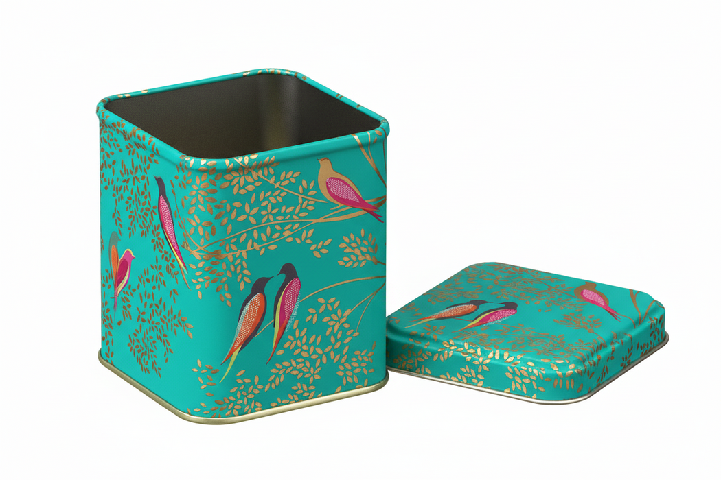 Sara Miller Green Chelsea Birds Square Metal Tin Storage Container 9cm