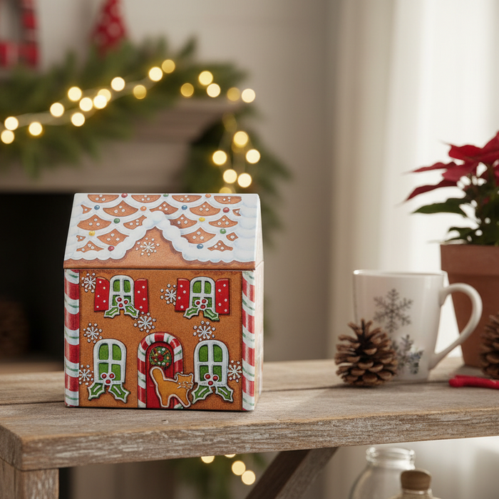 Gingerbread House Shaped Storage Tin