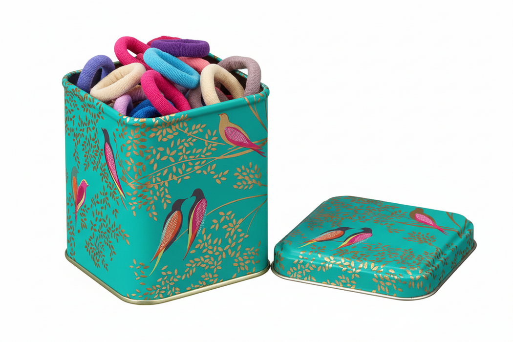 Sara Miller Green Chelsea Birds Square Metal Tin Storage Container 9cm