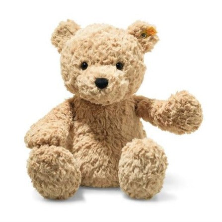 A image of Jimmy Teddy Brown Bear. Jimmy has a steiff tag in the ear and is a light brown coloured bear
