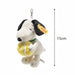 Plush dog keychain with a tennis ball, featuring Steiff branding, on a white background with measurement label.