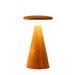 Wooden stool shaped light with a round top on a white background