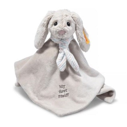 Steiff My First Steiff Hoppie Rabbit Grey Baby Soft Toy Comforter