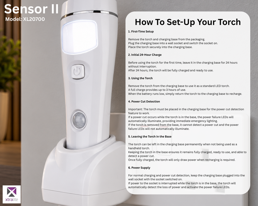 Xtralite NiteSafe Motion Sensor II LED Motion Sensor With Torch & Power Failure Light