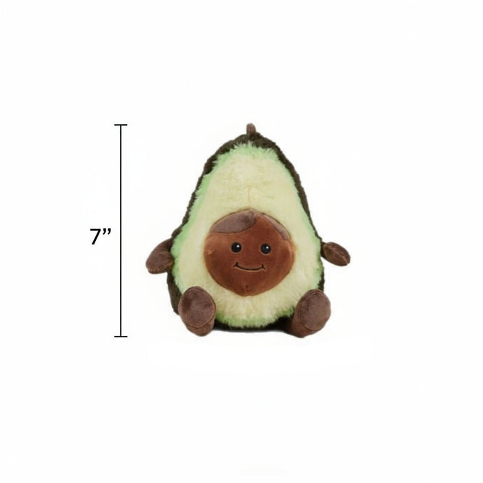 Plush toy shaped like an avocado on a white background