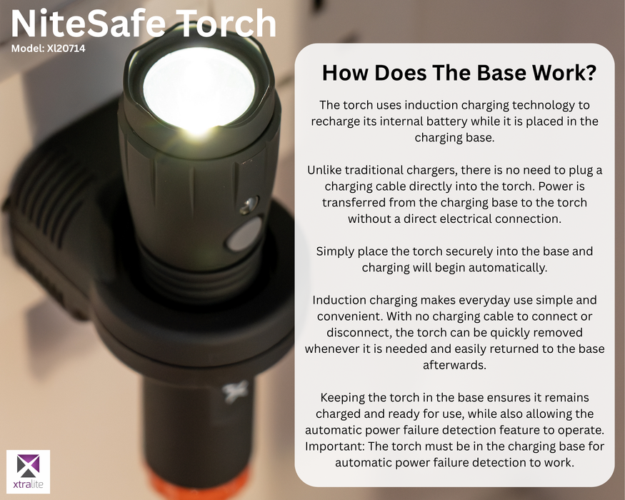 Xtralite NiteSafe LED Rechargeable Torch With Orange Night Light & Power Failure Light