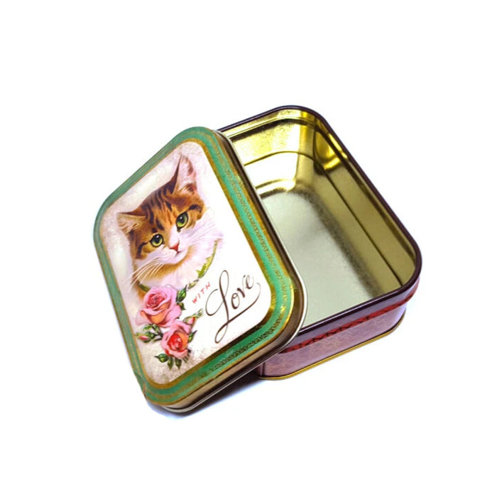 Vintage Little Kitten Small Tin Storage Box