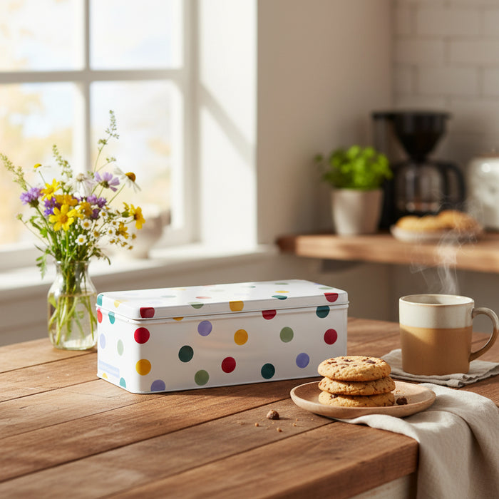 Emma Bridgewater Cream Polka Dot Long Rectangular Storage Tin