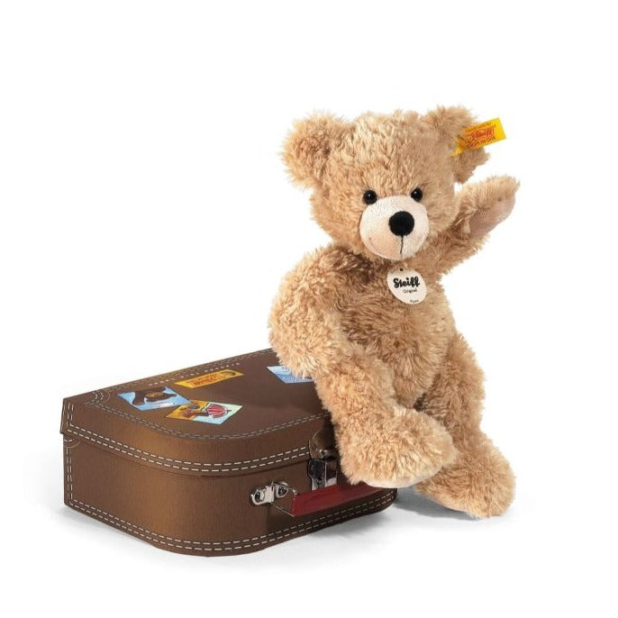 Official Steiff Soft Cuddly Fynn Teddy Bear With Suitcase 28cm