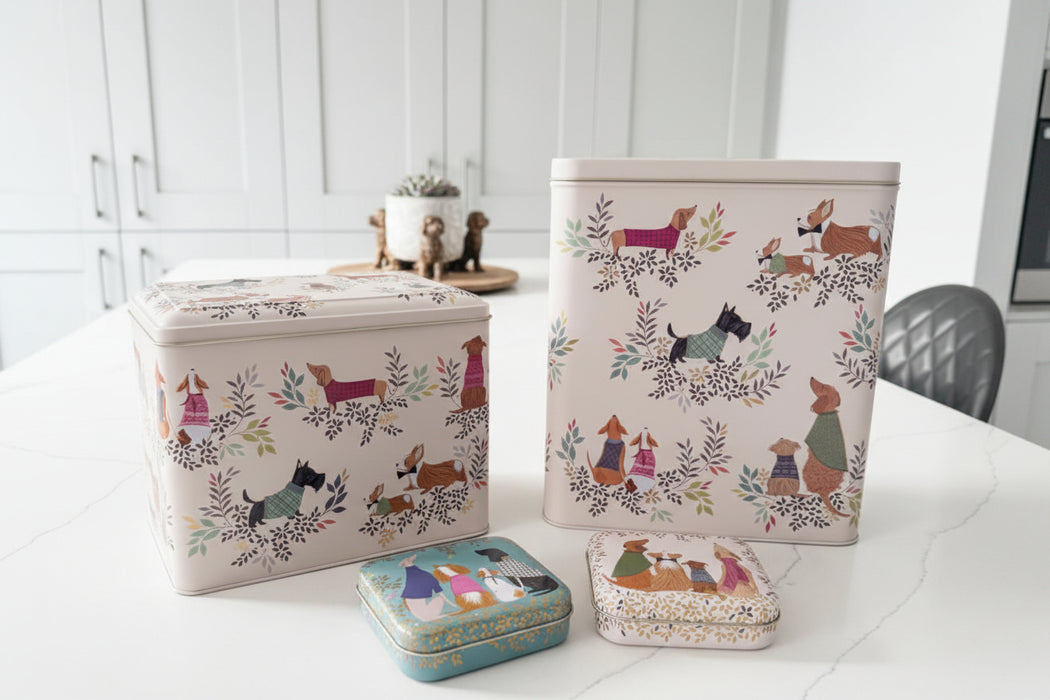Sara Miller Dapper Dogs Tall Storage Tin