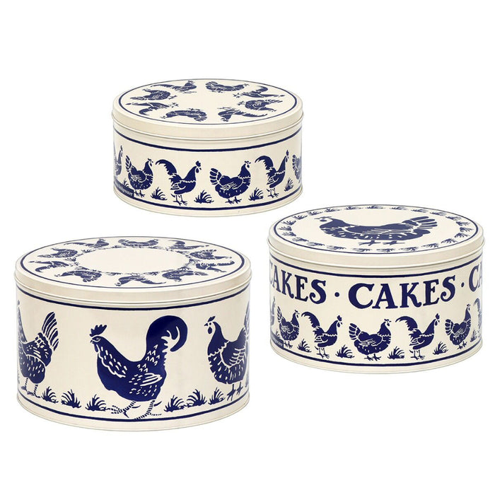 Emma Bridgewater Blue Hens Set of 3 Cake Tins