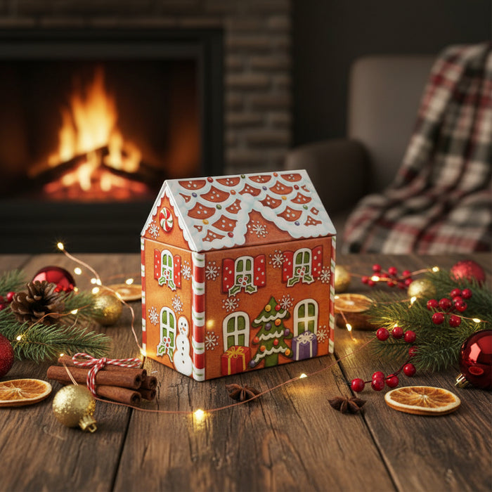 Gingerbread House Shaped Storage Tin