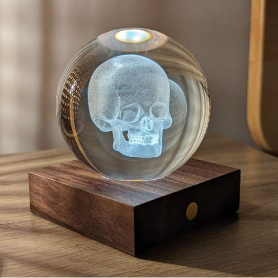 Gingko Wooden 3D Amber Crystal Weighted Ball LED Light