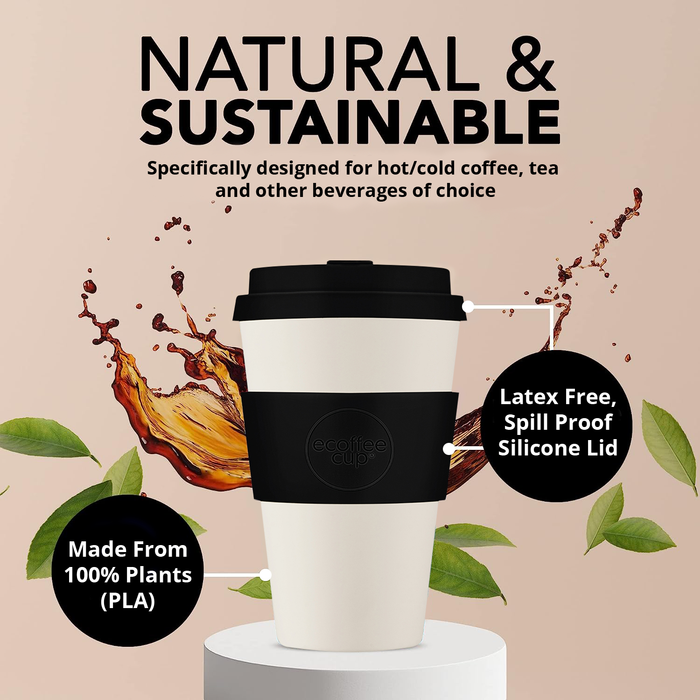 14oz 400ml Ecoffee Cup Reusable Eco-Friendly Plant Based Coffee Cup