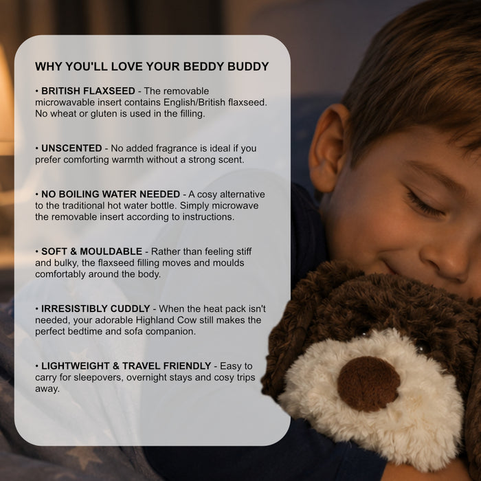 Beddy Buddies Brown Dog Microwaveable Flaxseed Heat Pack Soft Toy