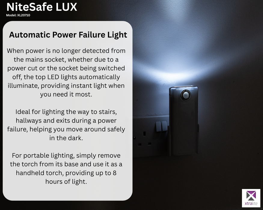 Xtralite NiteSafe Duo-Lux LED Dual Motion Sensor Night Light With Task Light Torch & Power Failure Light