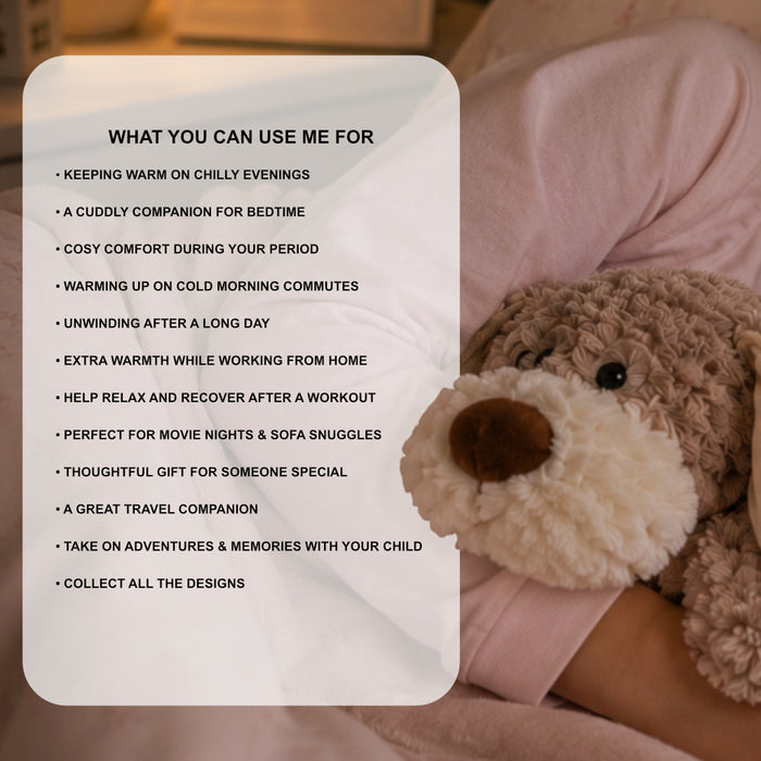 Beddy Buddies Beige Dog Microwaveable Flaxseed Heat Pack Soft Toy