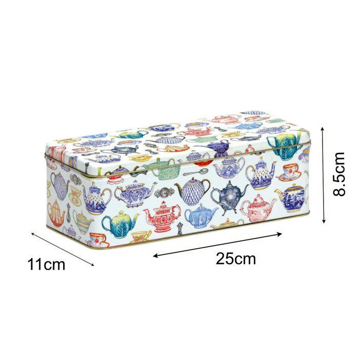 Teapots Long Rectangular Storage Tin With Lid