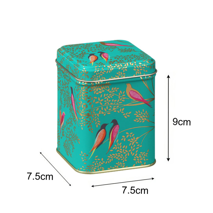 Sara Miller Green Chelsea Birds Square Metal Tin Storage Container 9cm