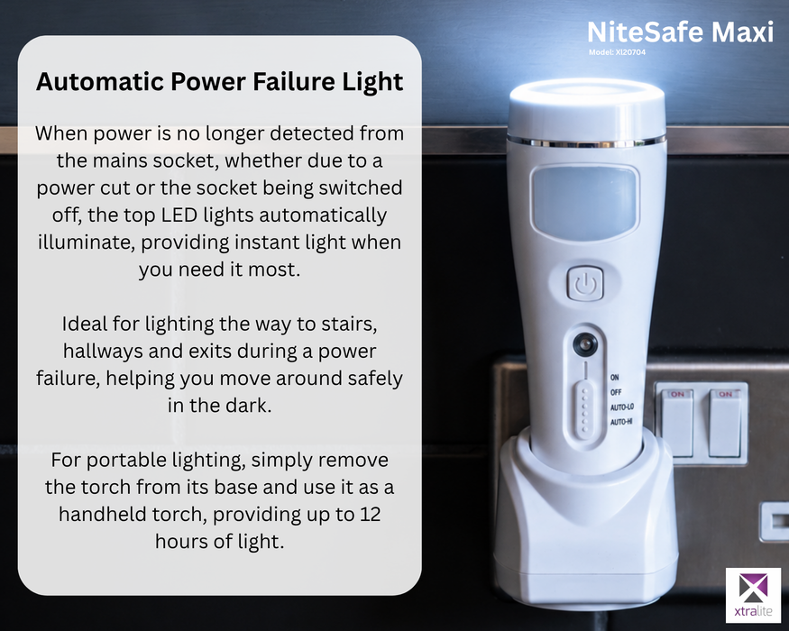 Xtralite NiteSafe Maxi LED Dusk Till Dawn Night Light With Torch & Power Failure Light