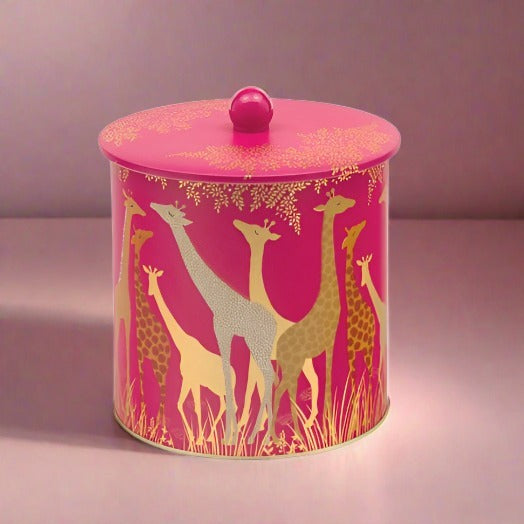 Sara Miller Giraffe Themed Pink & Gold Biscuit Tin