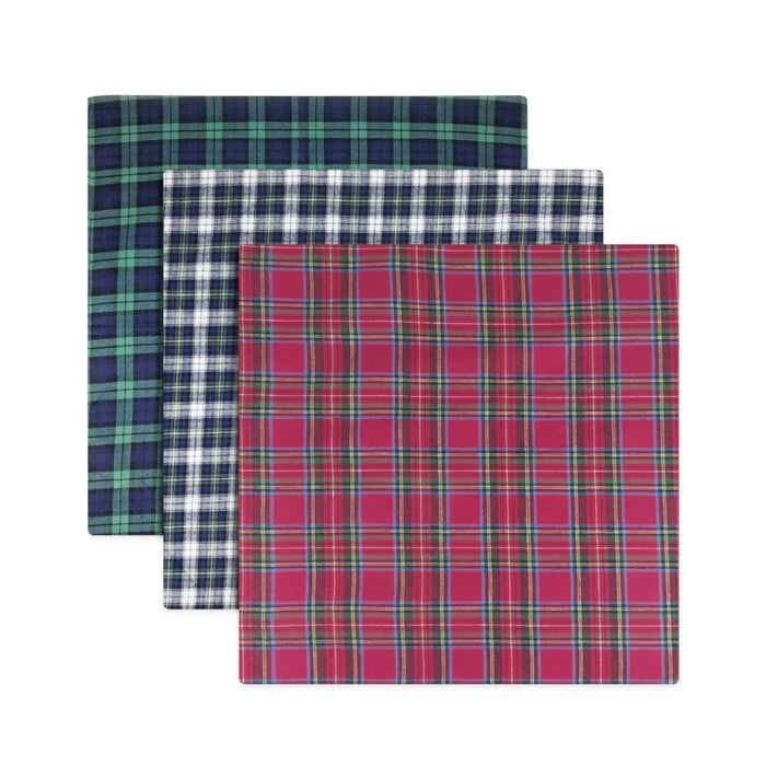 Warwick & Vance 3 Pack 100% Cotton Tartan Handkerchiefs
