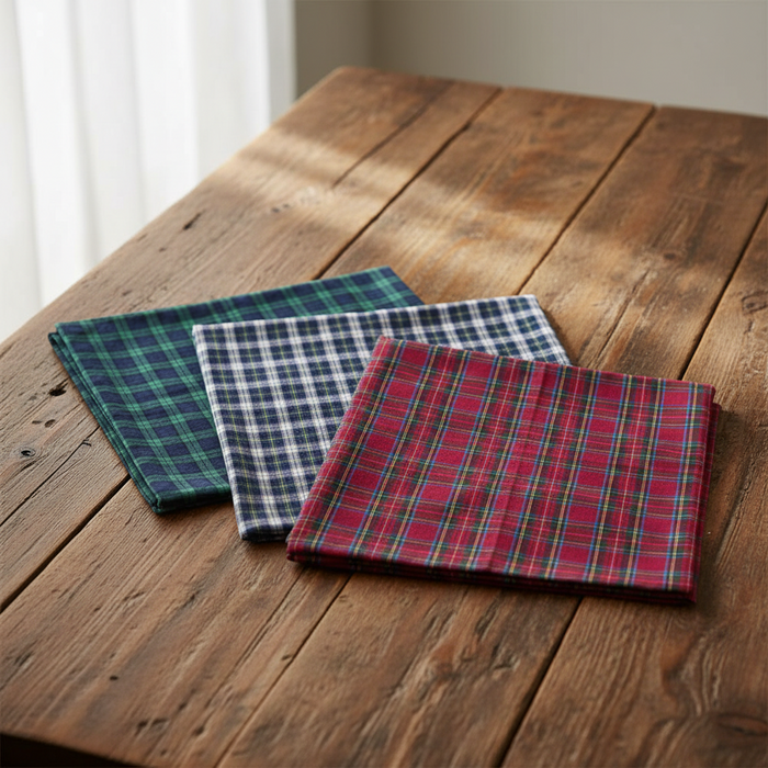 Warwick & Vance 3 Pack 100% Cotton Tartan Handkerchiefs