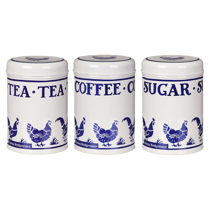 Emma Bridgewater Blue Hens Set Of 3 Caddies