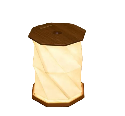 Gingko Natural Wood Twist Hexagon LED Desk Lamp