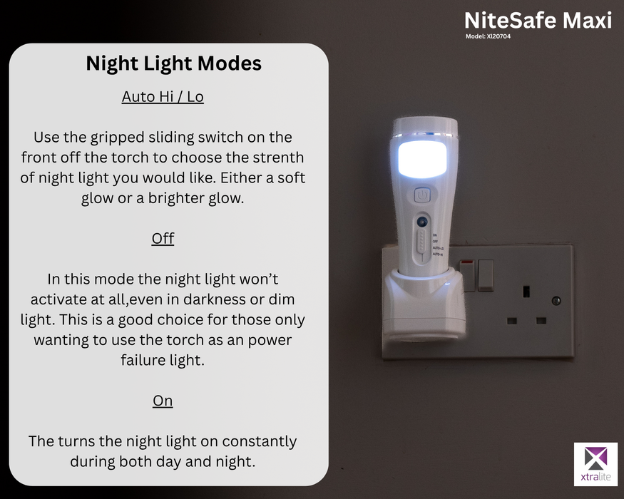 Xtralite NiteSafe Maxi LED Dusk Till Dawn Night Light With Torch & Power Failure Light