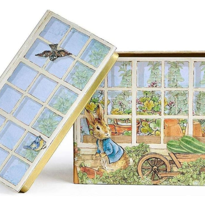 Peter Rabbit Greenhouse Shaped Storage Tin