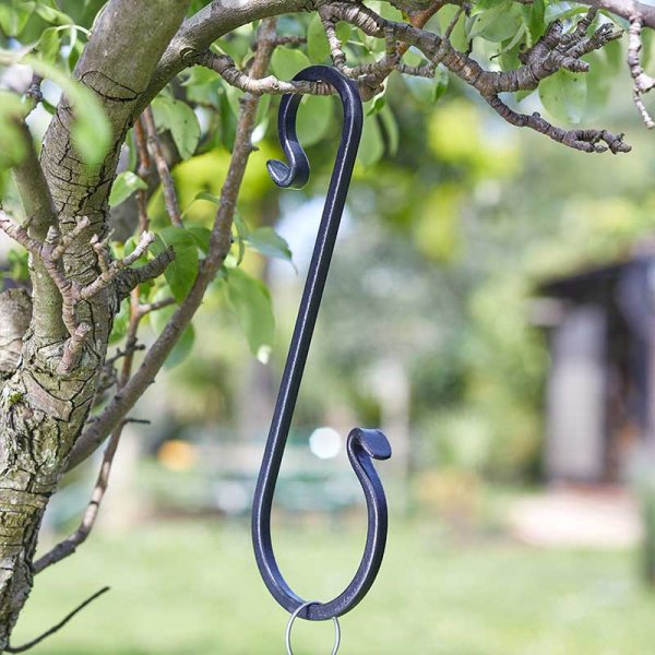 Garden Metal Forge Tree Hook Hanger For Planters Baskets & Bird Feeders 30cm