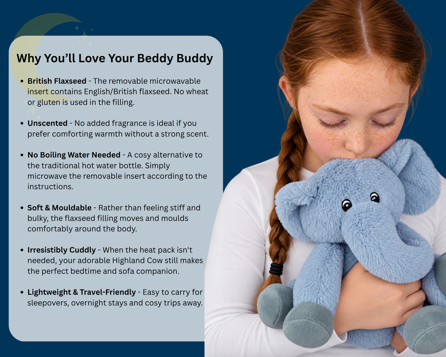 Beddy Buddies Elephant Microwaveable Flaxseed Heat Pack Soft Toy