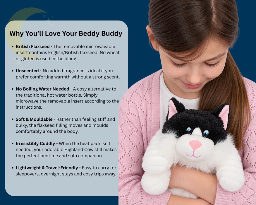 Beddy Buddies Cat Microwaveable Flaxseed Heat Pack Soft Toy