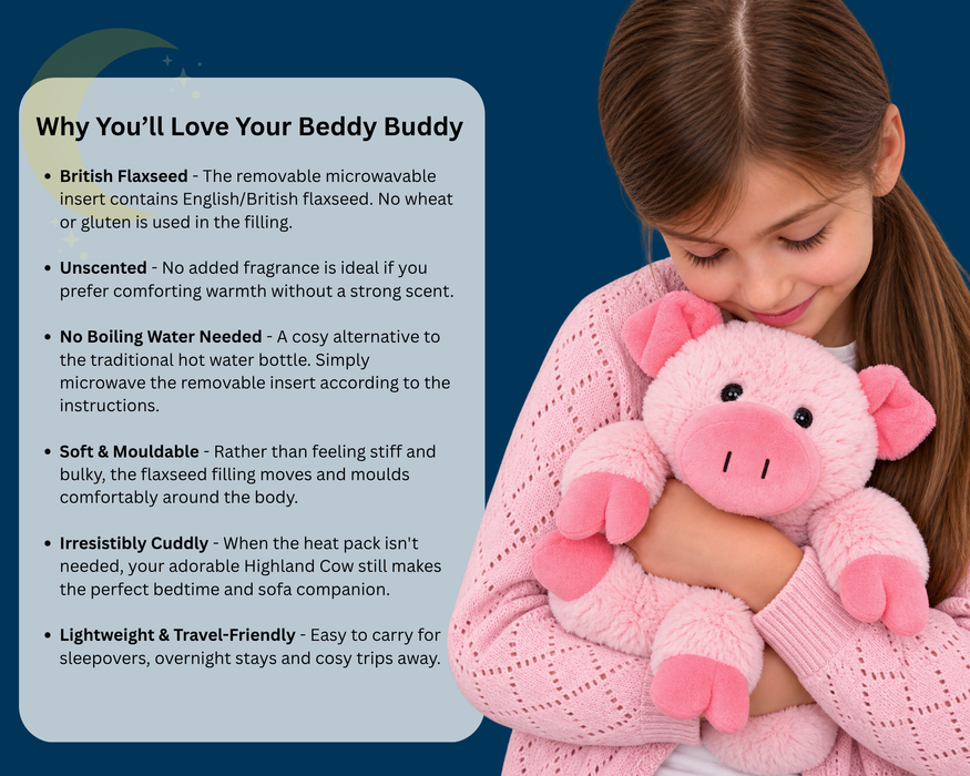 Beddy Buddies Pig Microwaveable Flaxseed Heat Pack Soft Toy