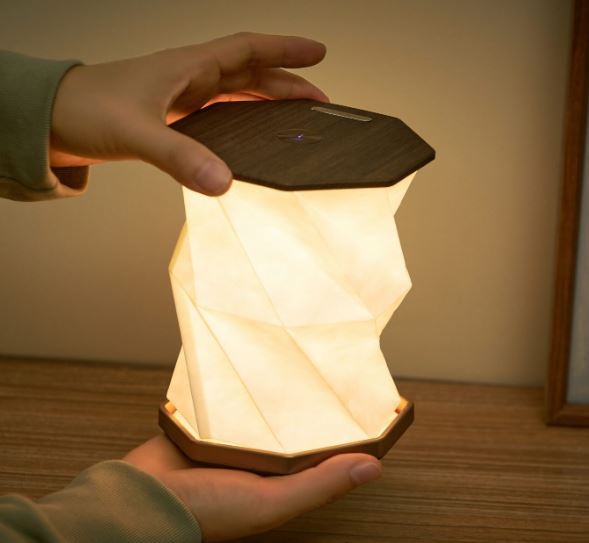 Gingko Natural Wood Twist Hexagon LED Desk Lamp