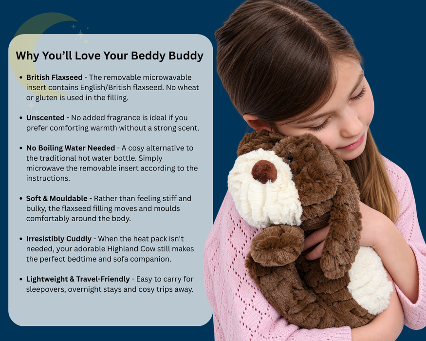 Beddy Buddies Brown Dog Microwaveable Flaxseed Heat Pack Soft Toy