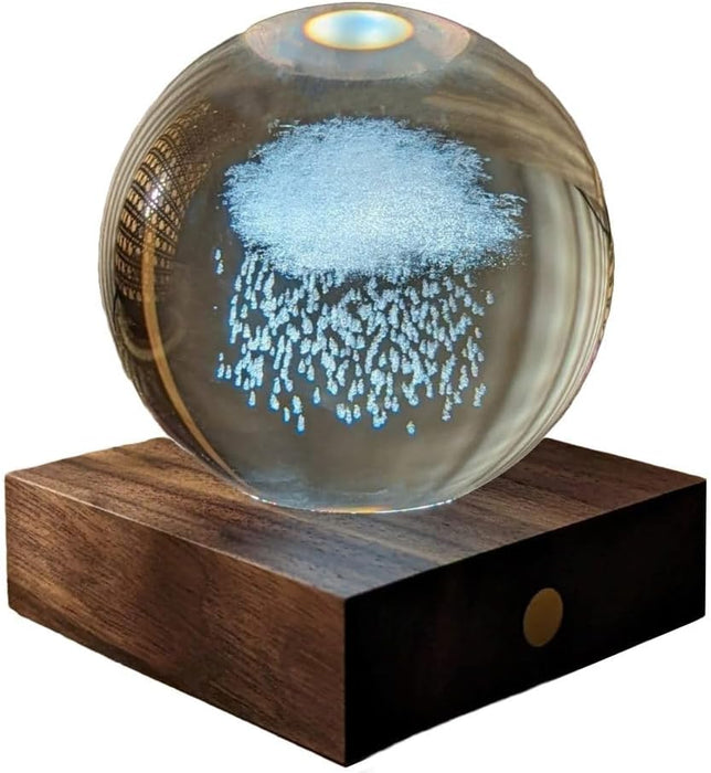 Gingko Wooden 3D Amber Crystal Weighted Ball LED Light