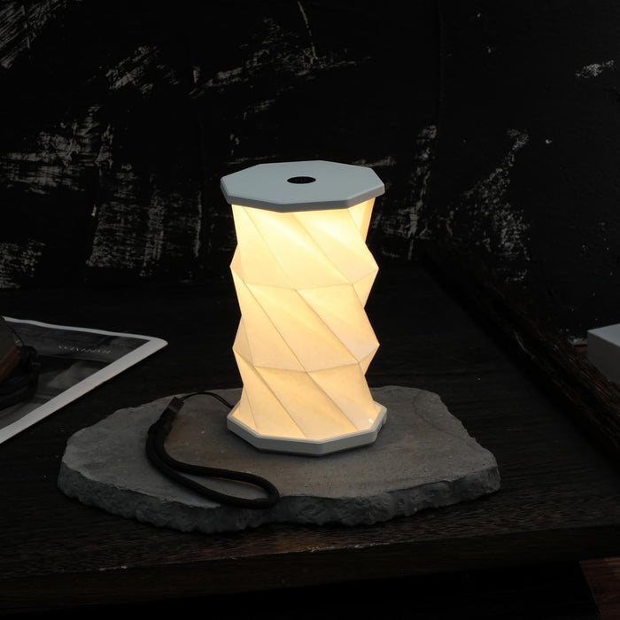 Gingko Natural Wood Twist Mini LED Desk Lamp