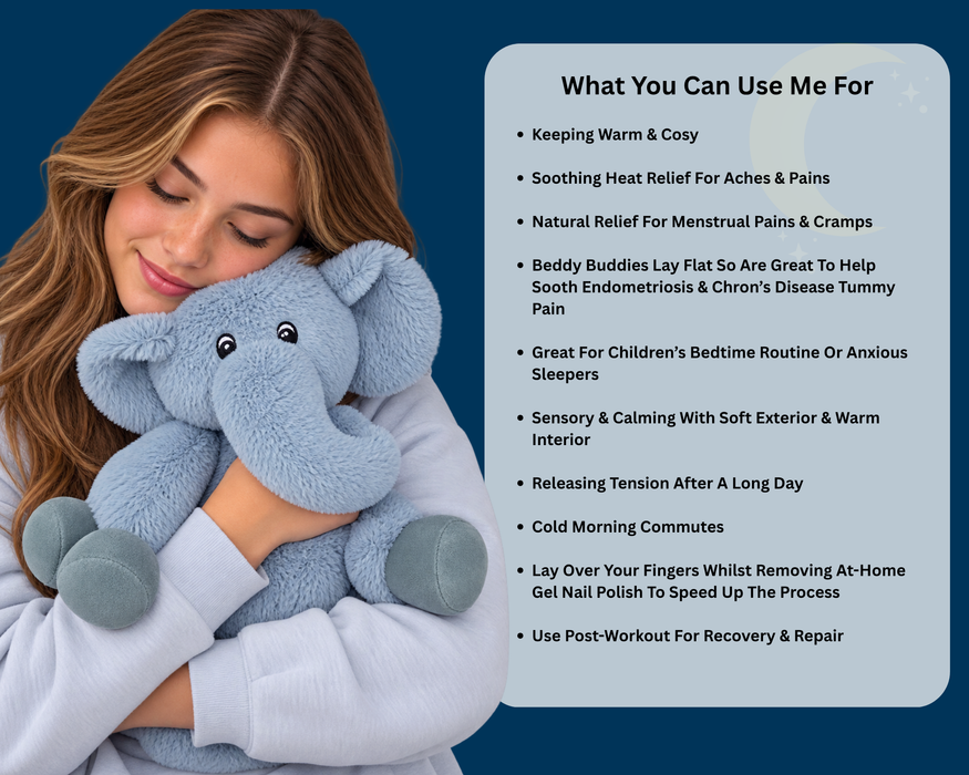 Beddy Buddies Elephant Microwaveable Flaxseed Heat Pack Soft Toy