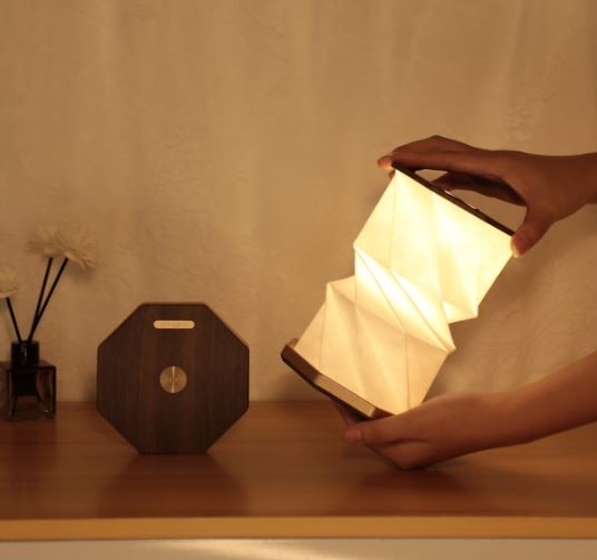 Gingko Natural Wood Twist Hexagon LED Desk Lamp