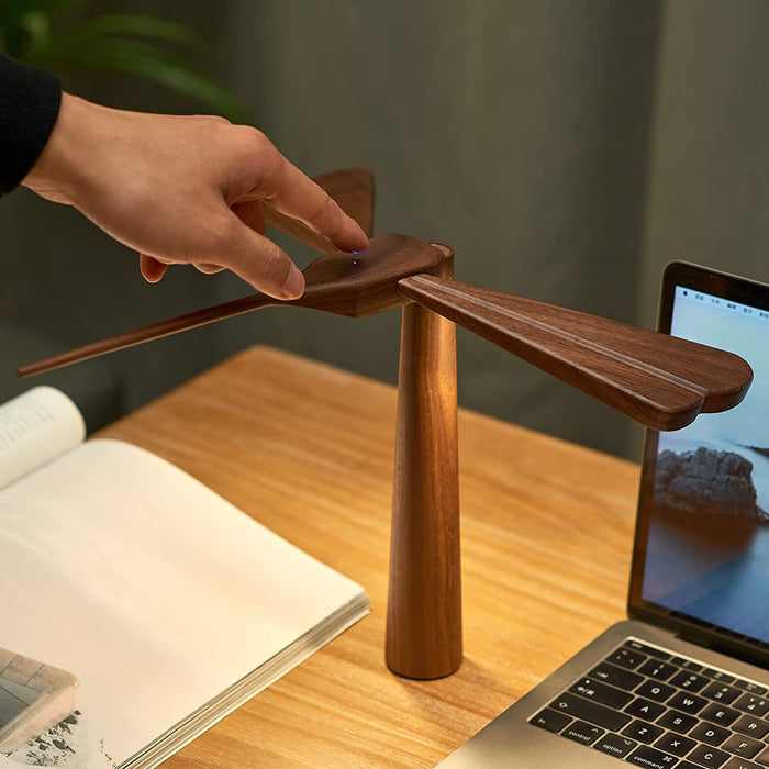 Gingko Natural Wooden LED Dragonfly Balance Desk Lamp